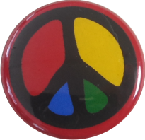 Peace sign button red-multicolor